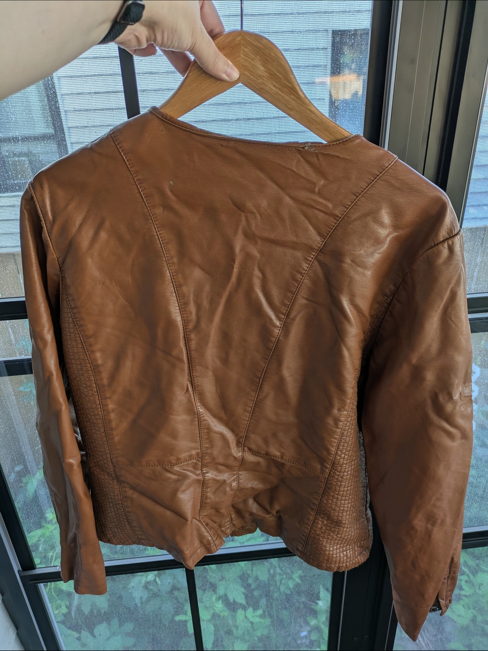 LOFT Cognac Faux Leather Zip Front Jacket - Picture 3 of 5